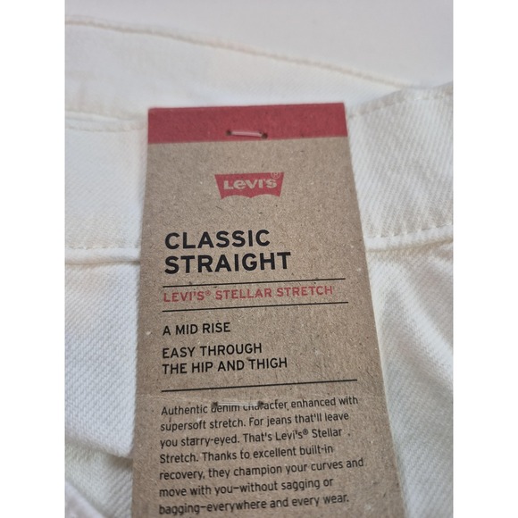 Levis Classic Straight Jeans Womens 16W White Mid Rise Stellar Stretch Denim - Picture 6 of 16